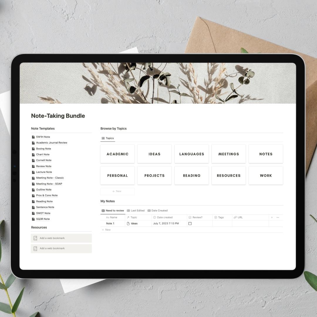 Notion note taking template