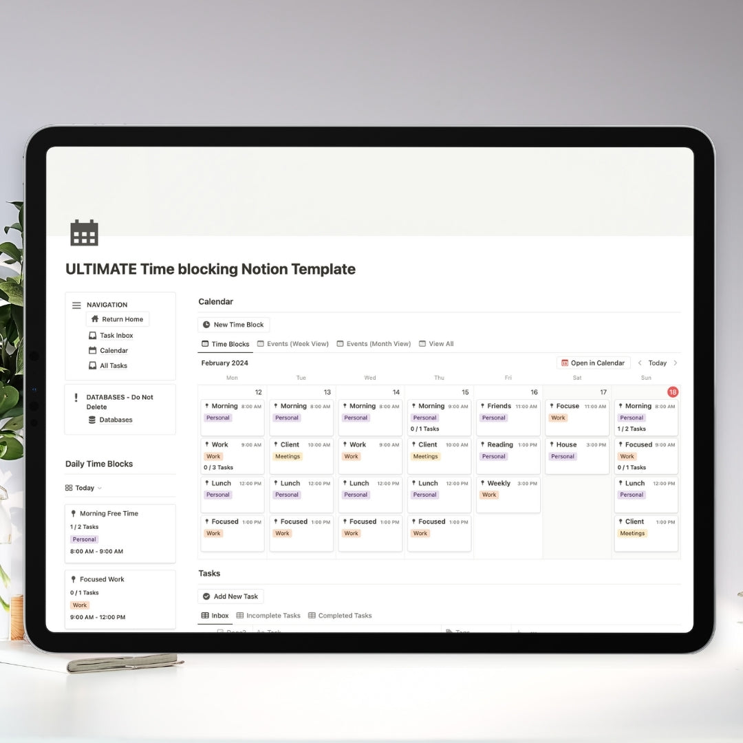 time block planner notion template