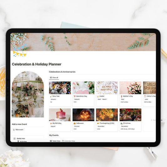 notion celebration and holiday planner