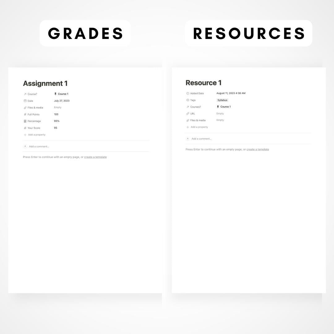 Minimal Notion Student Planner Template