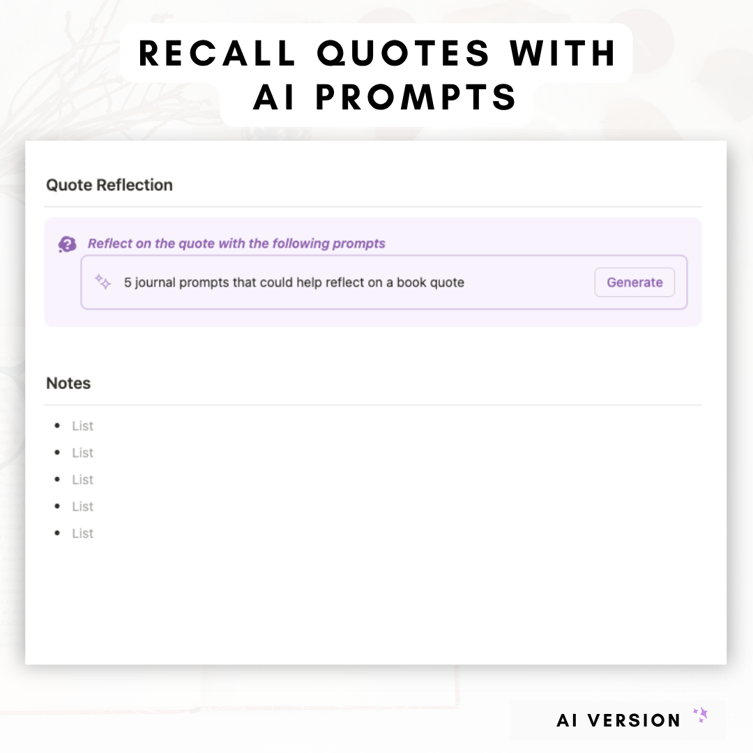 Book Library & Reading Journal (Premium + AI) Notion Template