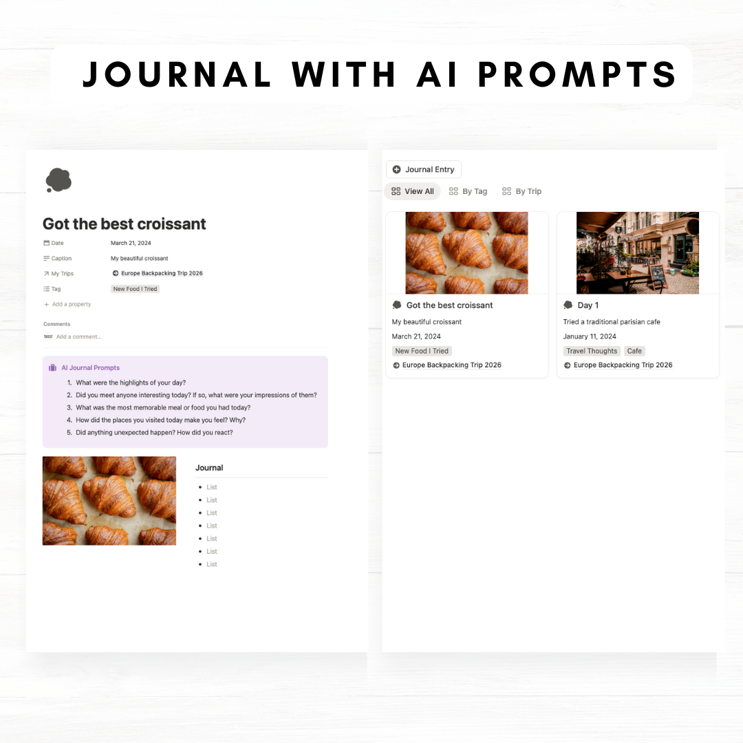 ULTIMATE Travel Journal & Planner (Premium + AI) Notion Template