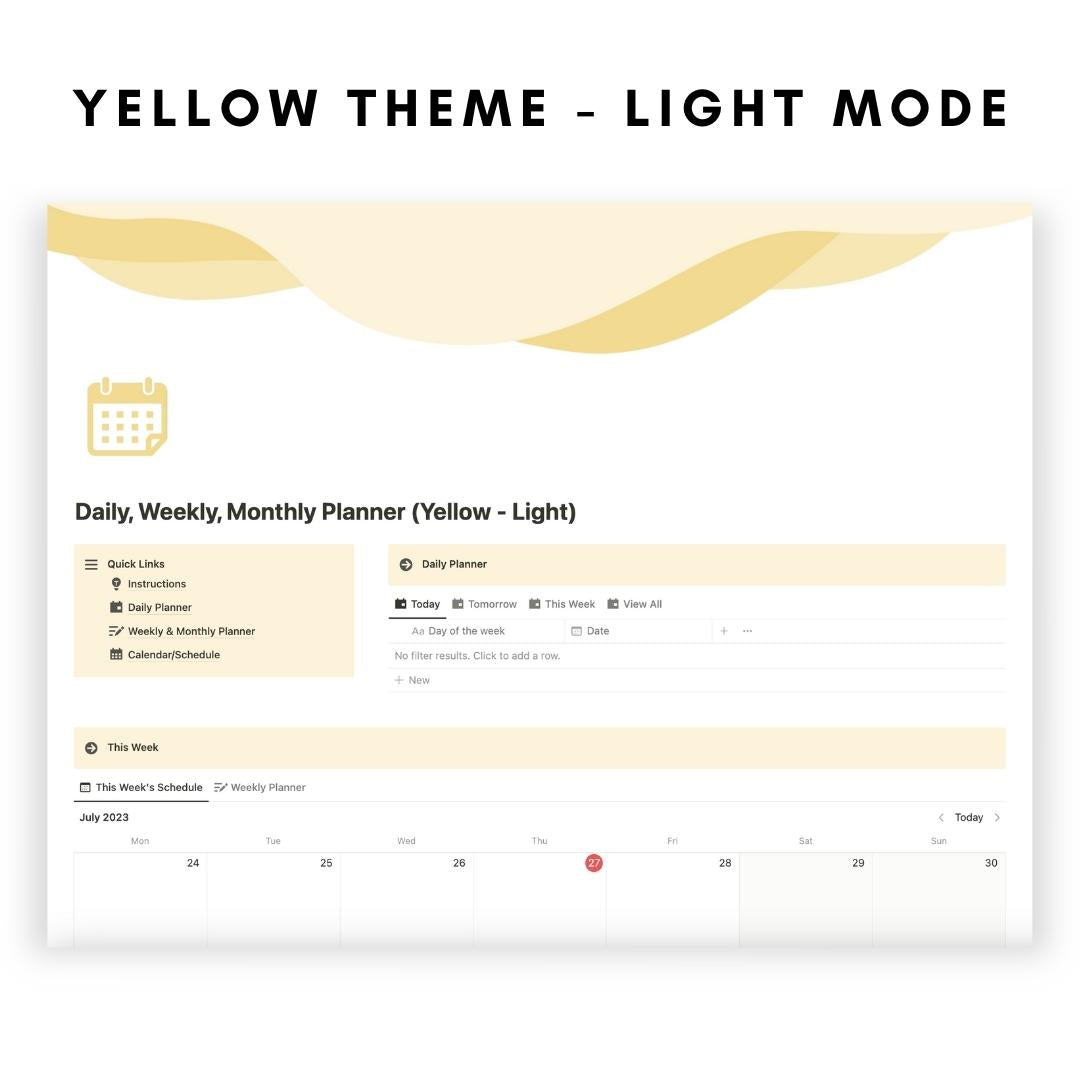 Daily, Weekly, Monthly Planner Notion Template