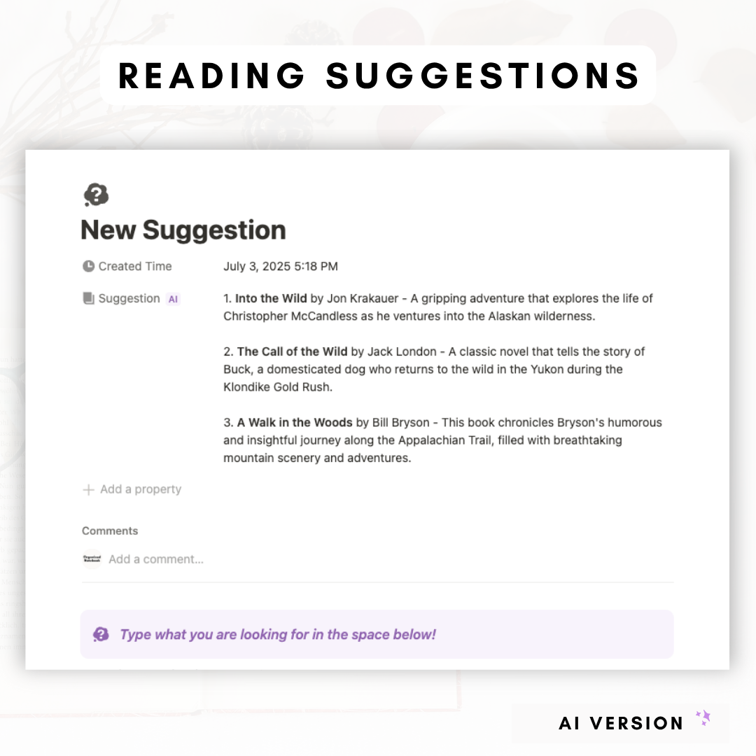 Book Library & Reading Journal (Premium + AI) Notion Template