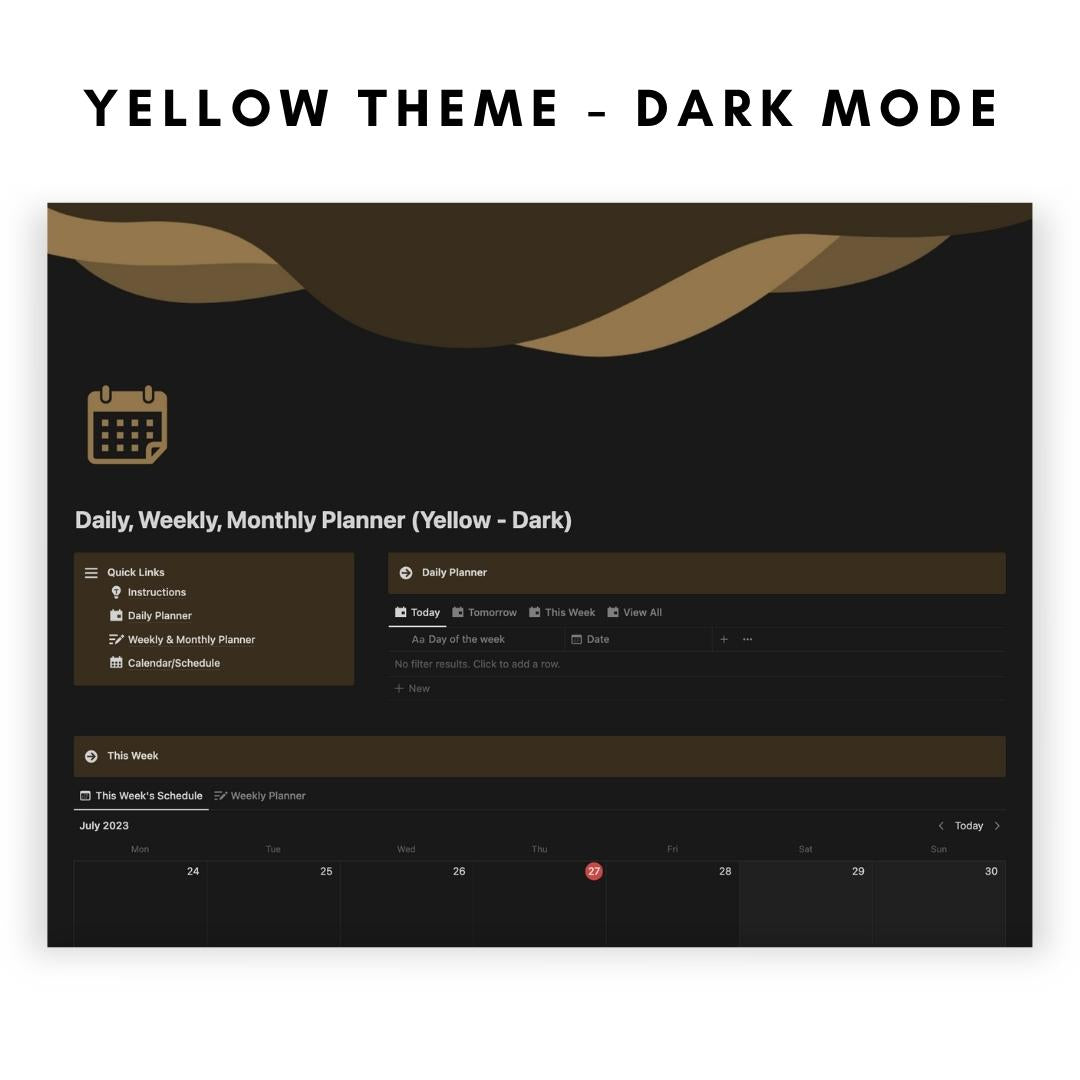 Daily, Weekly, Monthly Planner Notion Template