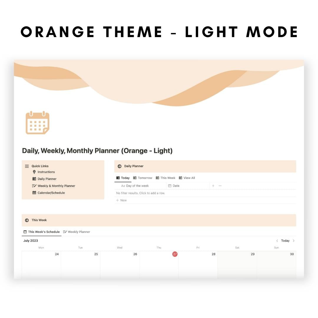 Daily, Weekly, Monthly Planner Notion Template