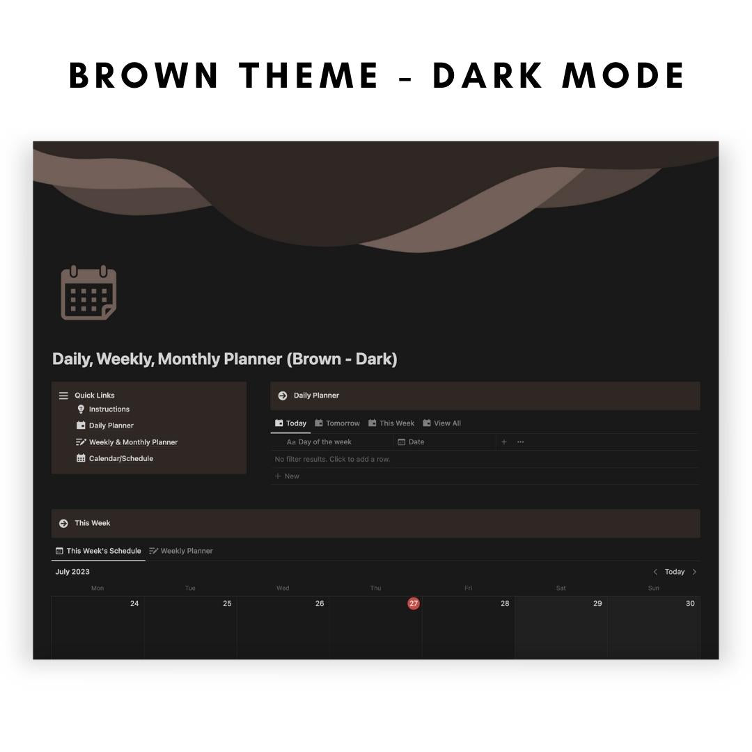 Daily, Weekly, Monthly Planner Notion Template