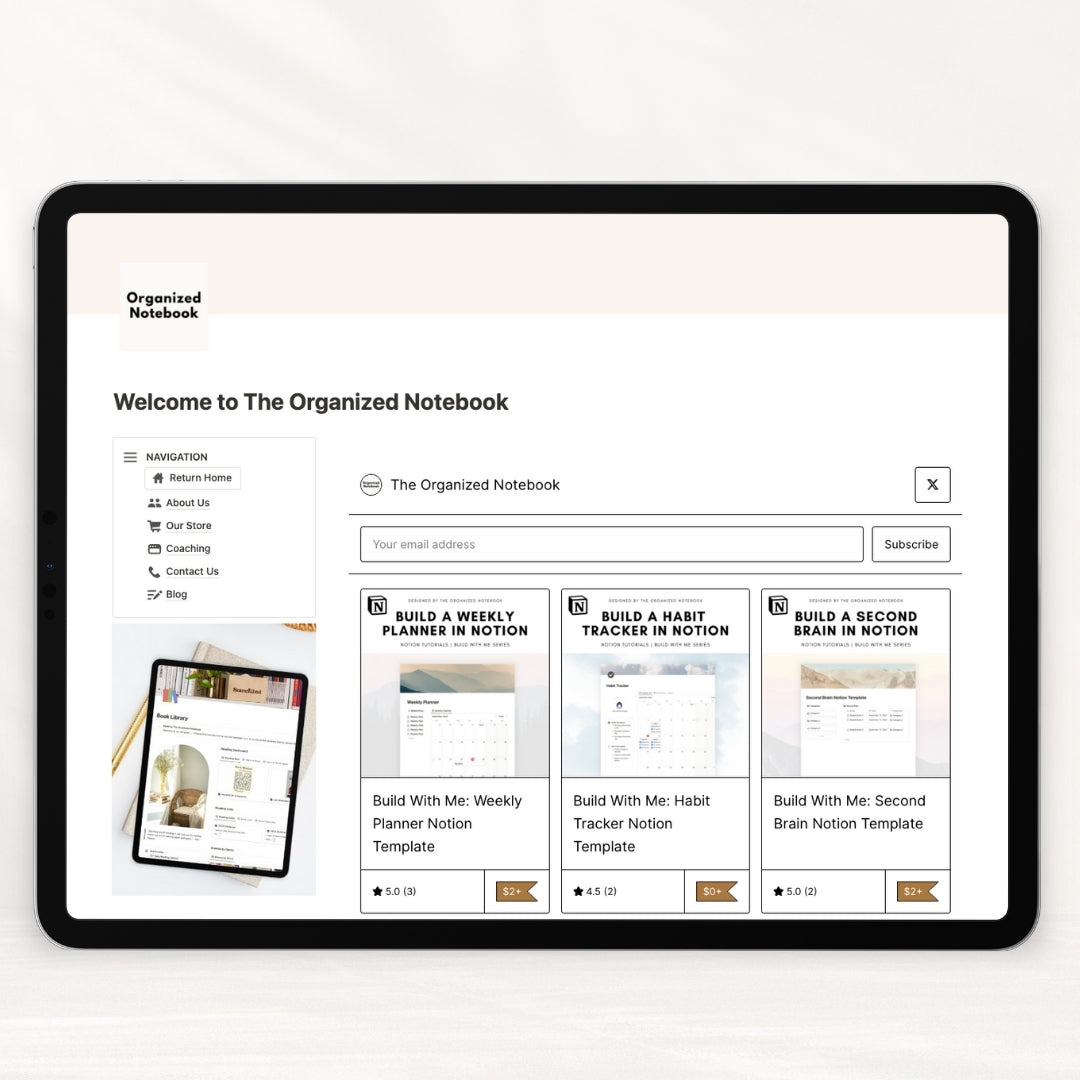Notion website template