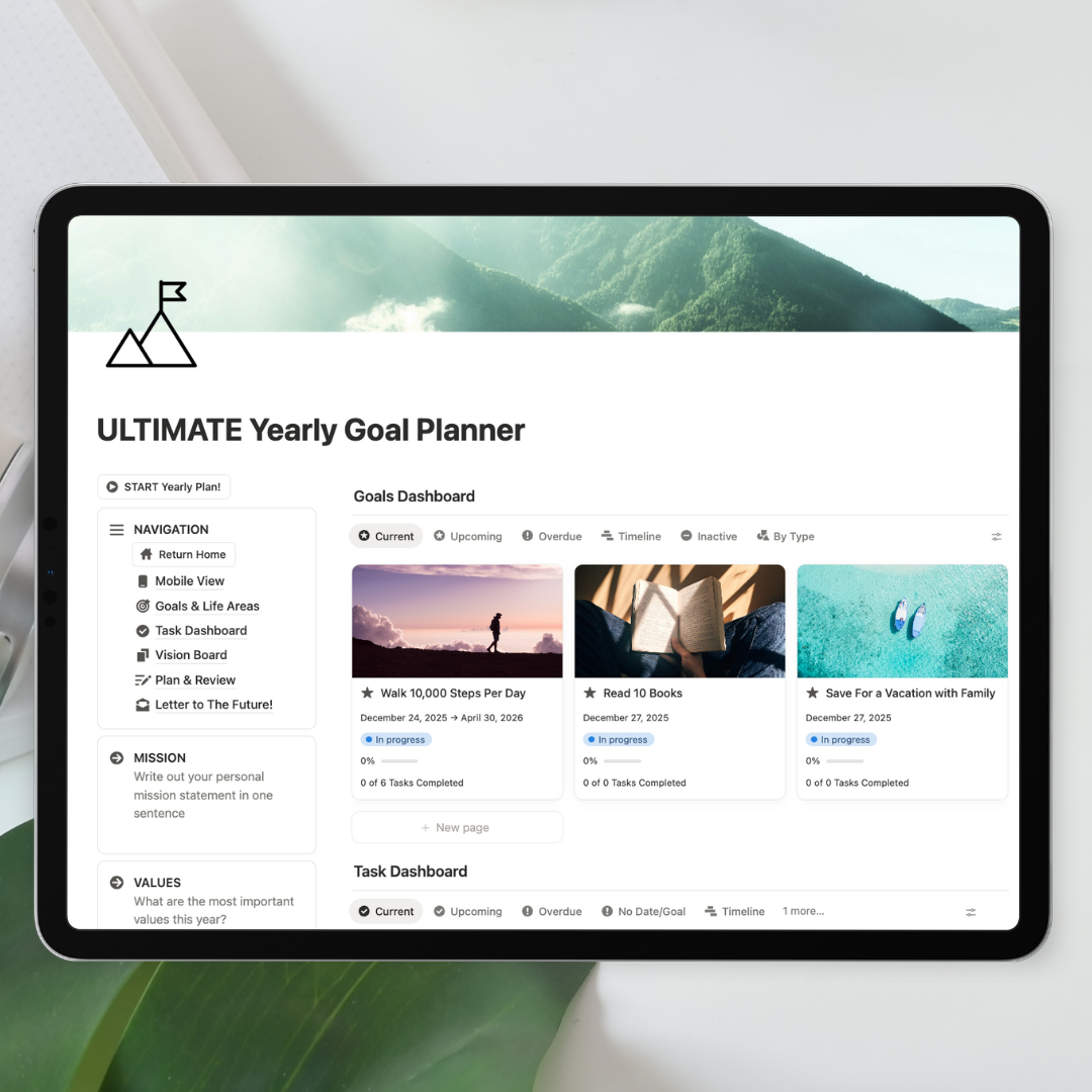 ULTIMATE Yearly Goal Planner Notion Template – The Organized Notebook