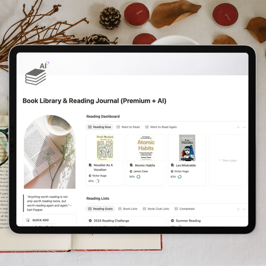 Book Library & Reading Journal (Premium + AI) Notion Template