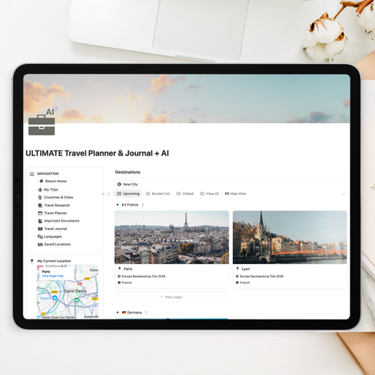 ULTIMATE Travel Journal & Planner (Premium + AI) Notion Template