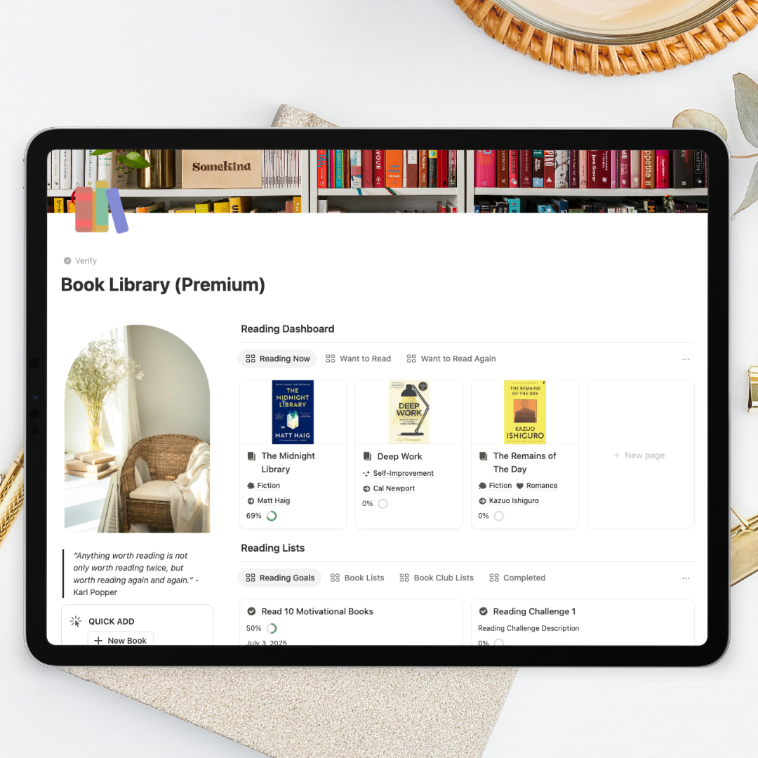 Book Library & Reading Journal Notion Template