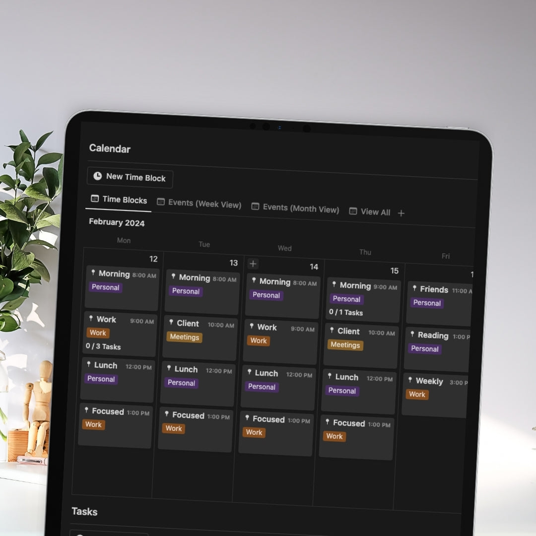 time block planner notion template
