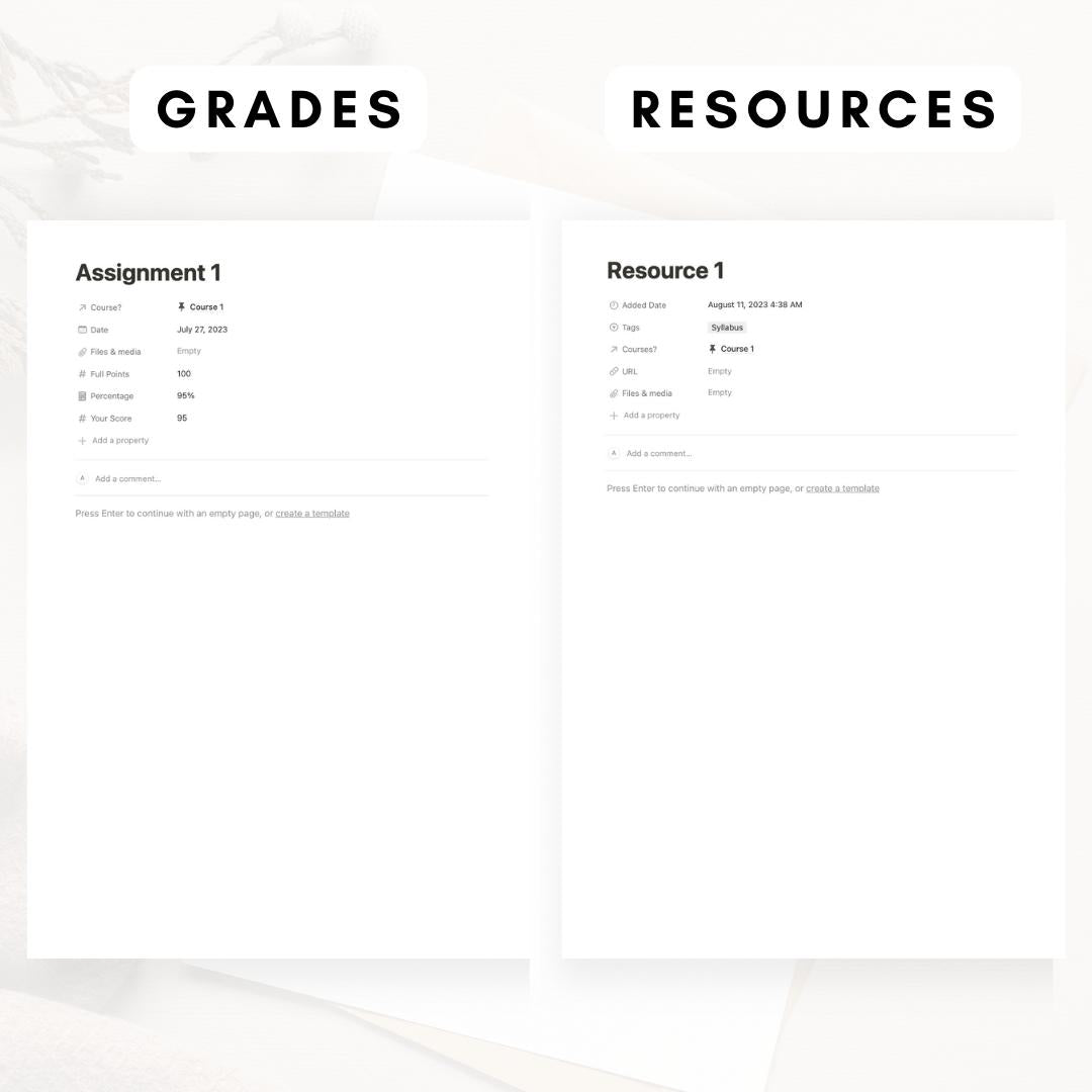 boho notion student planner