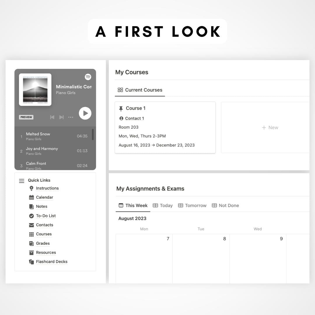 Minimal Notion Student Planner Template