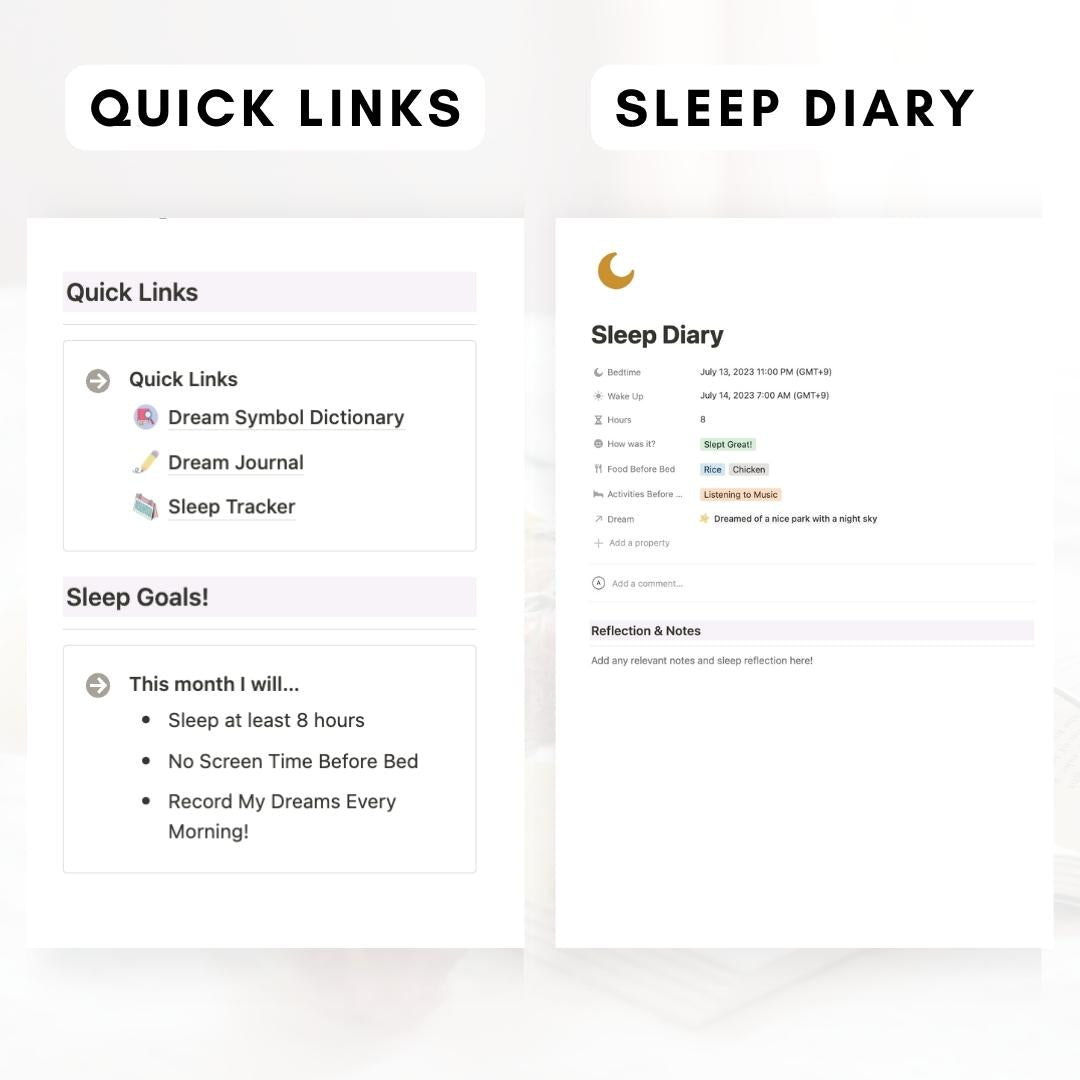 Notion dream and sleep tracker