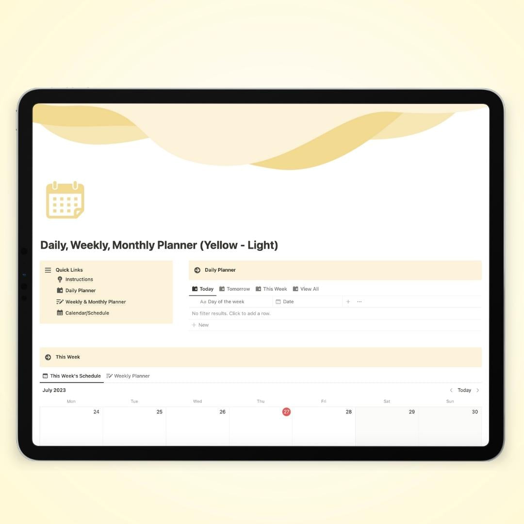 Daily, Weekly, Monthly Planner Notion Template