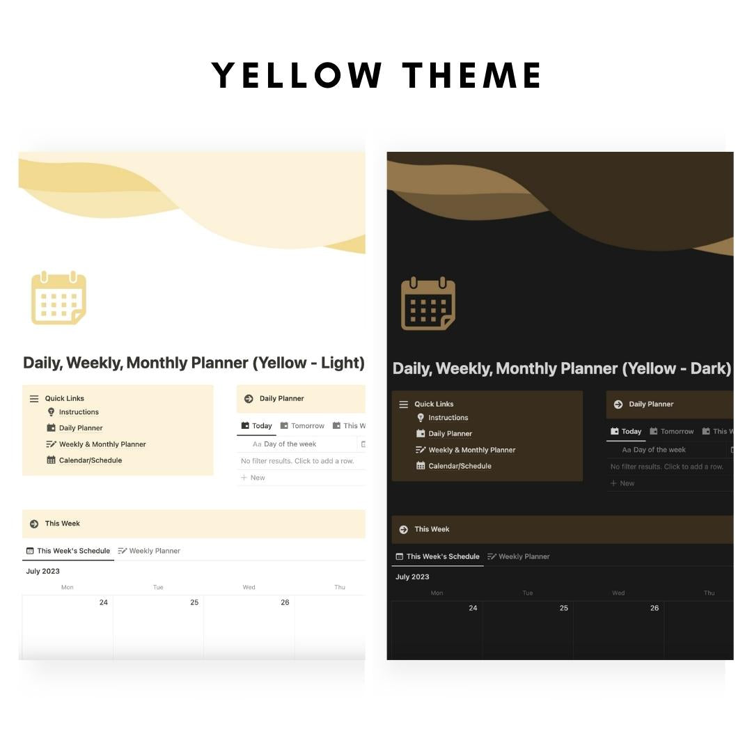 Daily, Weekly, Monthly Planner Notion Template