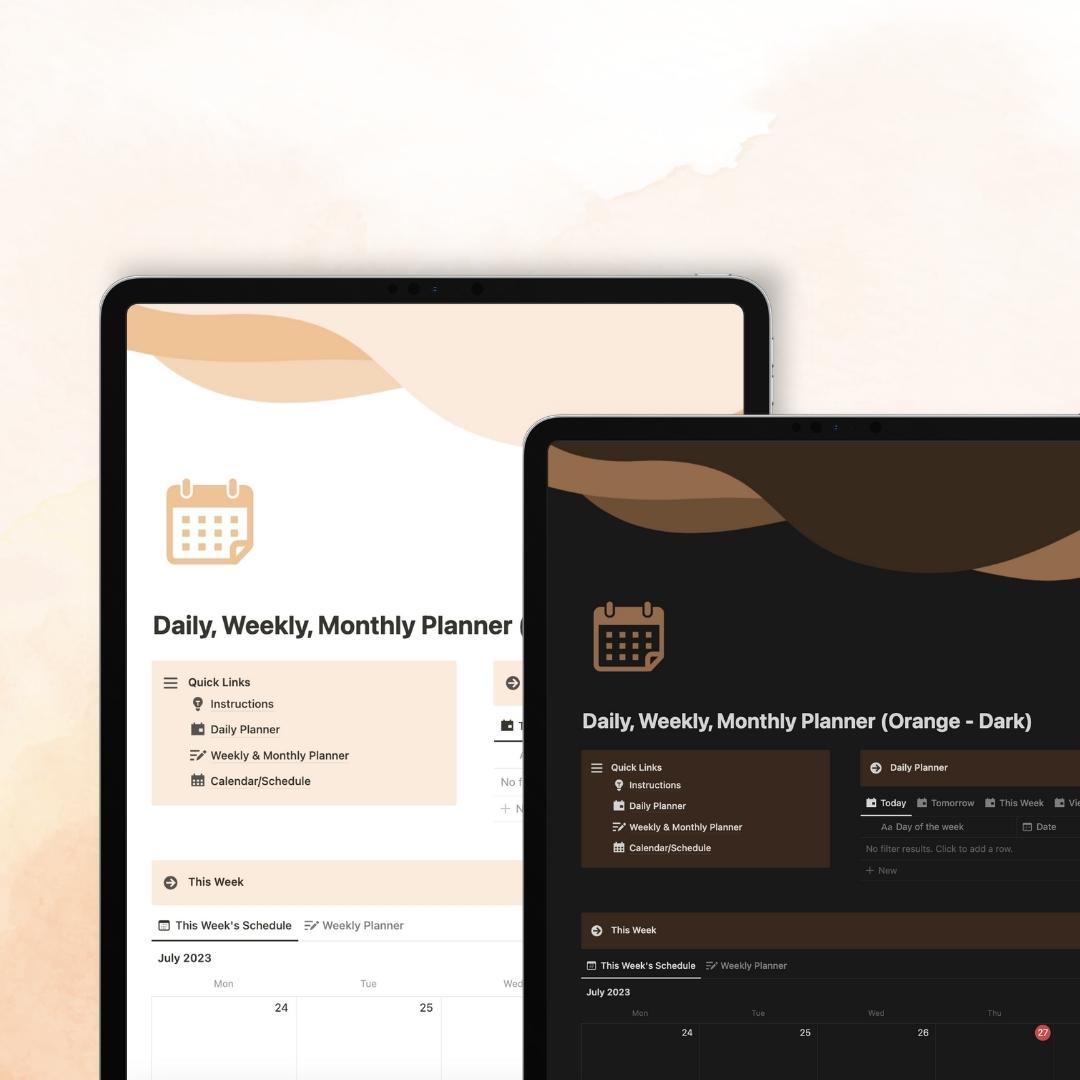 Daily, Weekly, Monthly Planner Notion Template