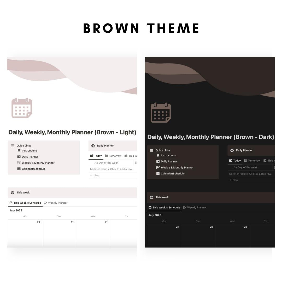 Daily, Weekly, Monthly Planner Notion Template