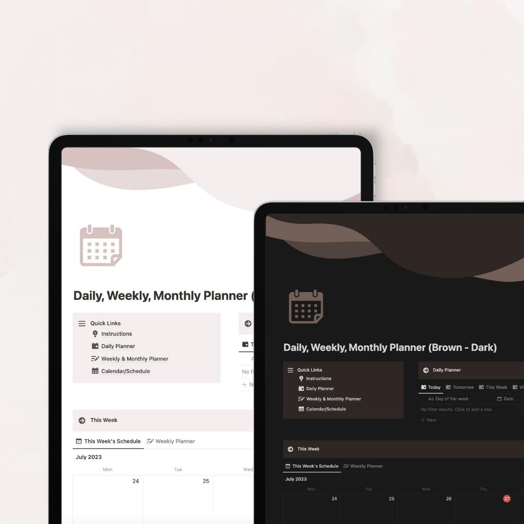 Daily, Weekly, Monthly Planner Notion Template