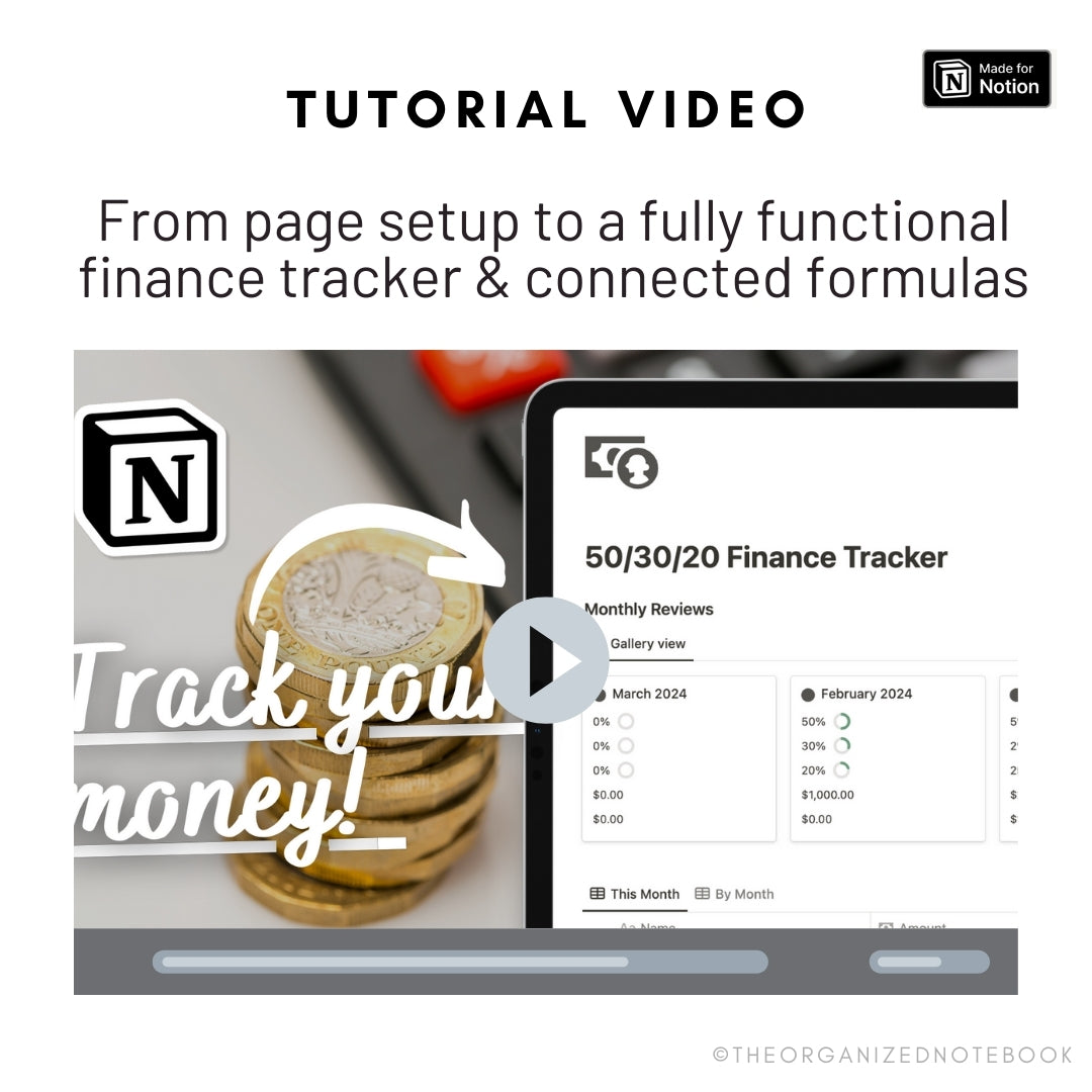 50/30/20 Finance & Budget Tracker Notion Template