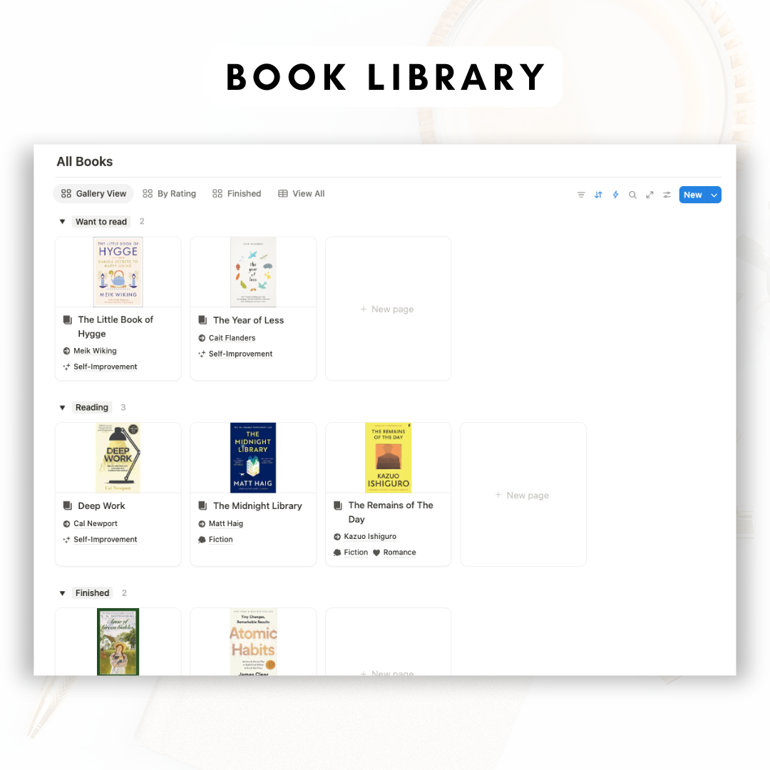 Book Library & Reading Journal Notion Template