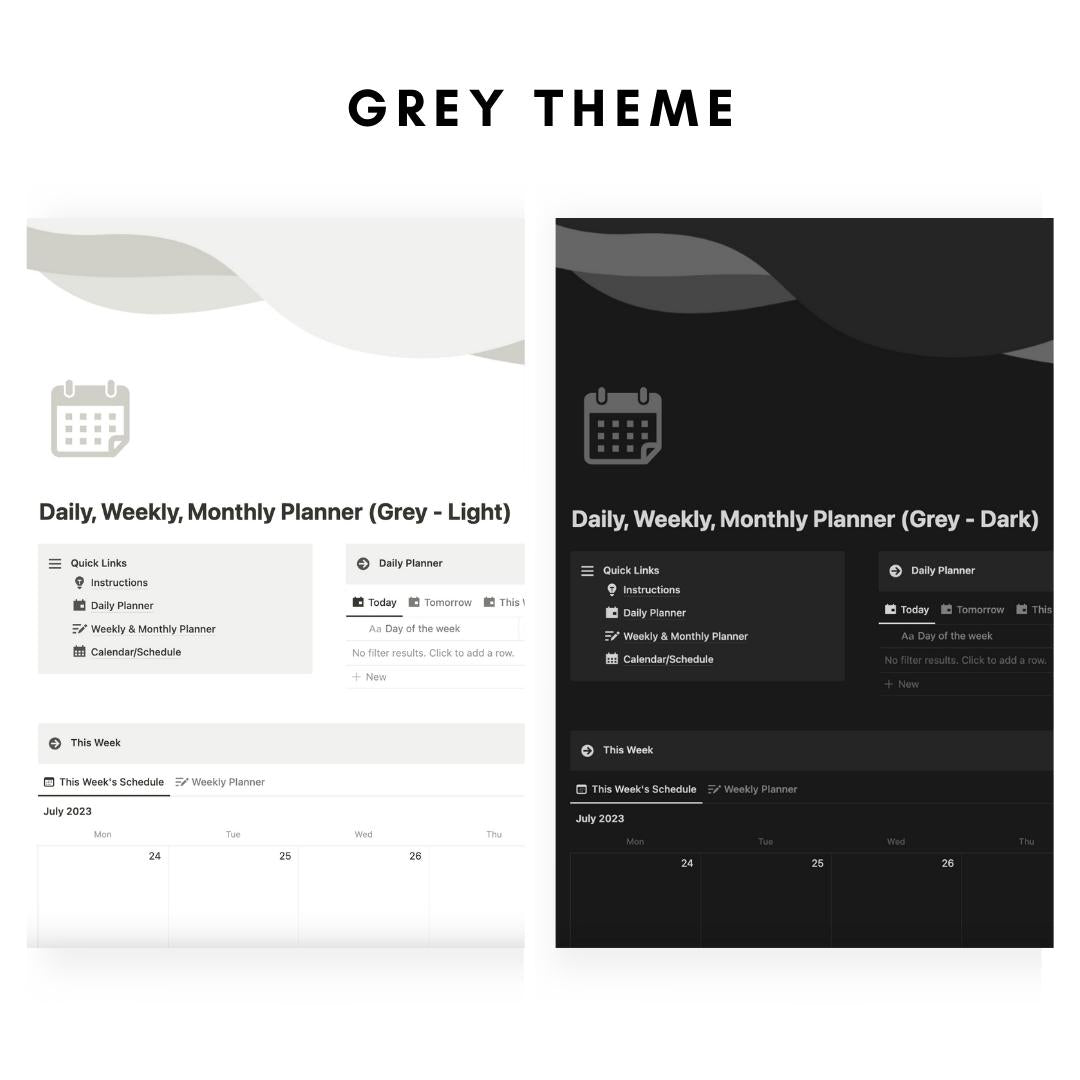 daily, weekly, monthly planner notion template