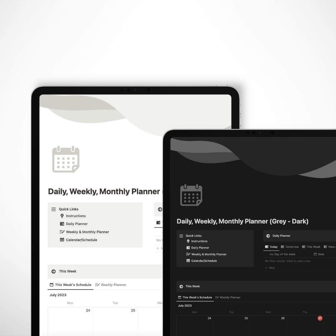 daily, weekly, monthly planner notion template