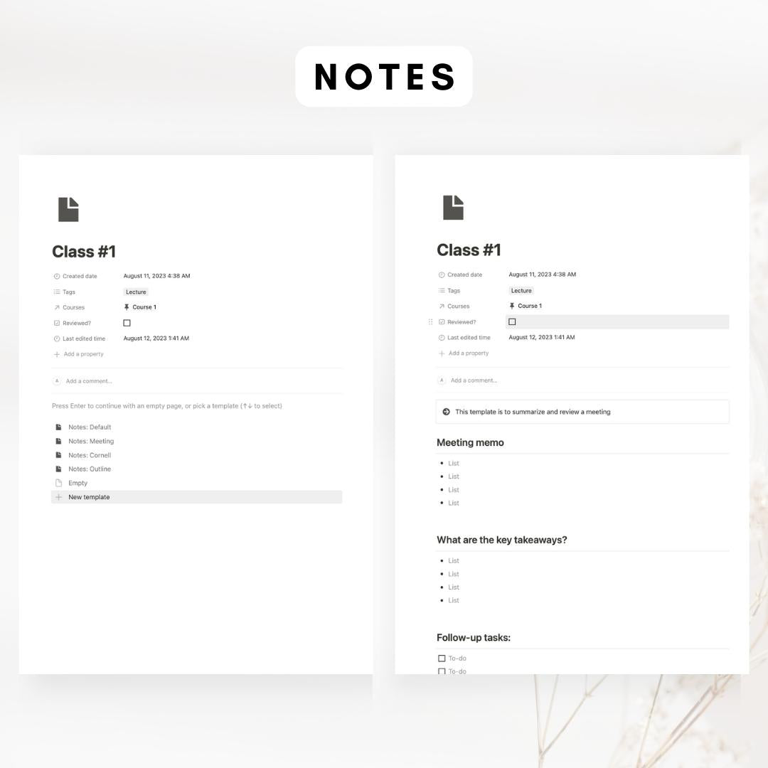 cottagecore student planner notion template