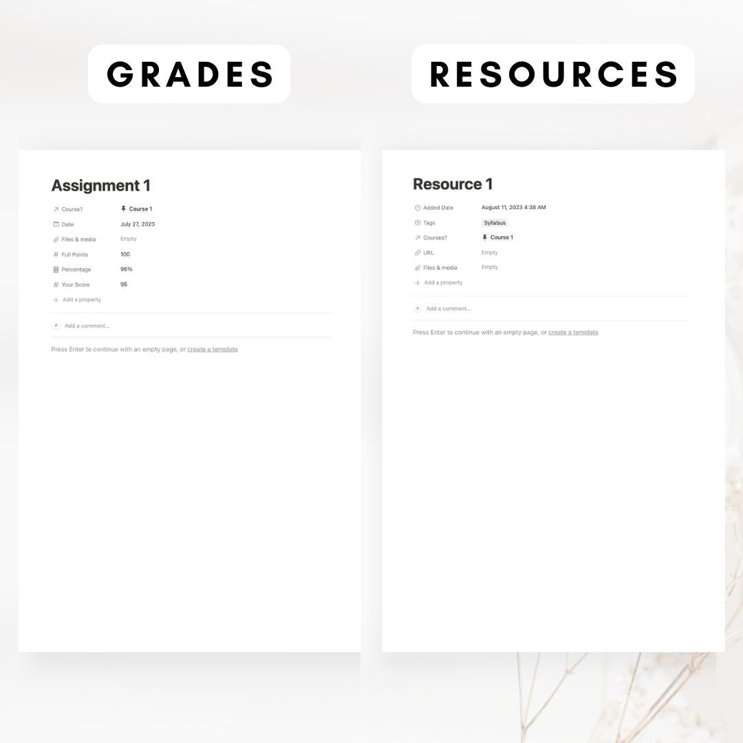 cottagecore student planner notion template
