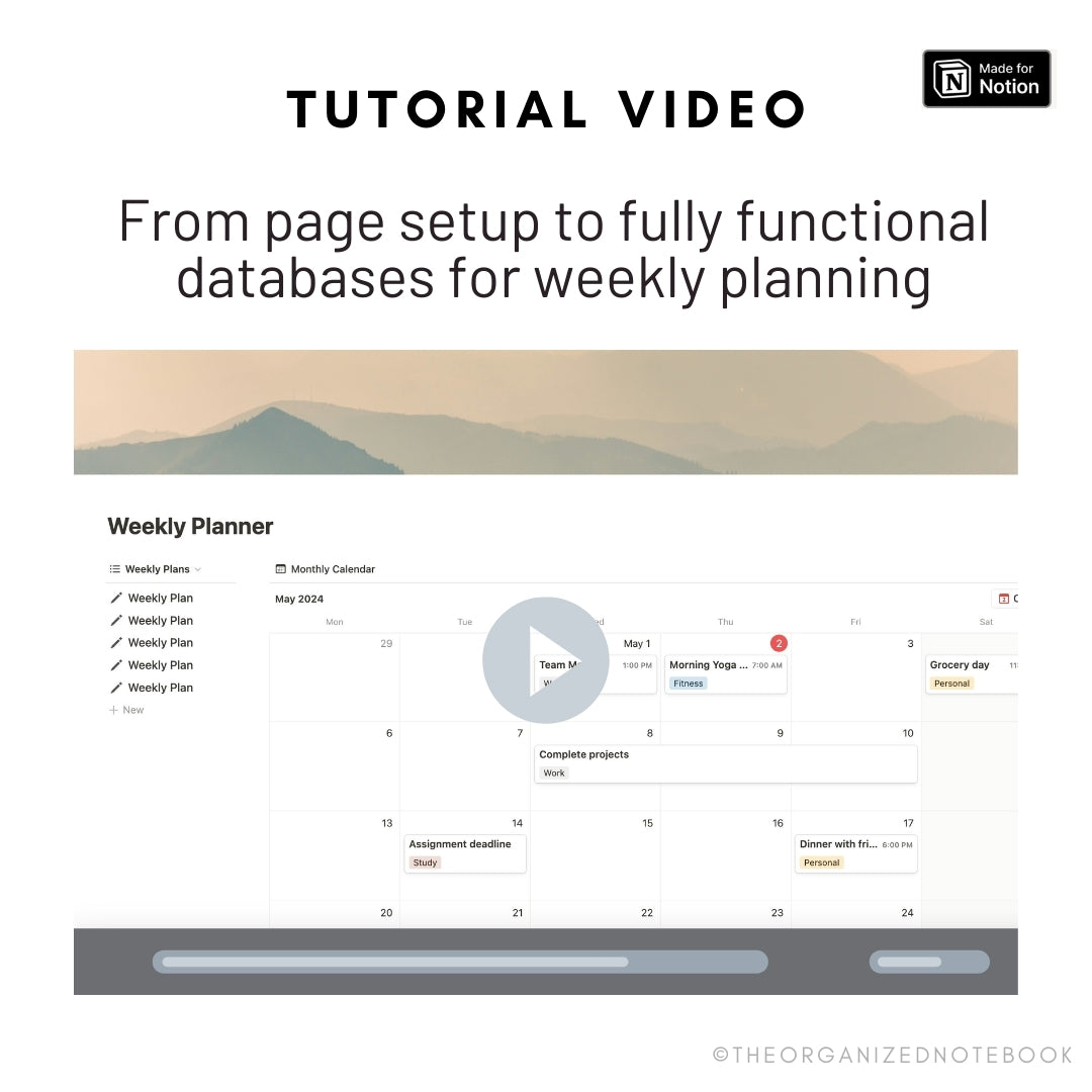 Weekly Planner Notion Template Lite