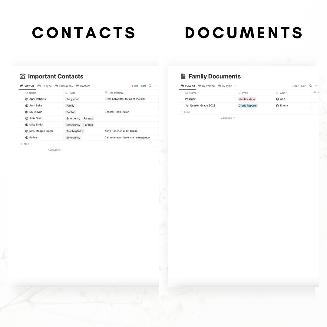 family organizer & planner Notion template