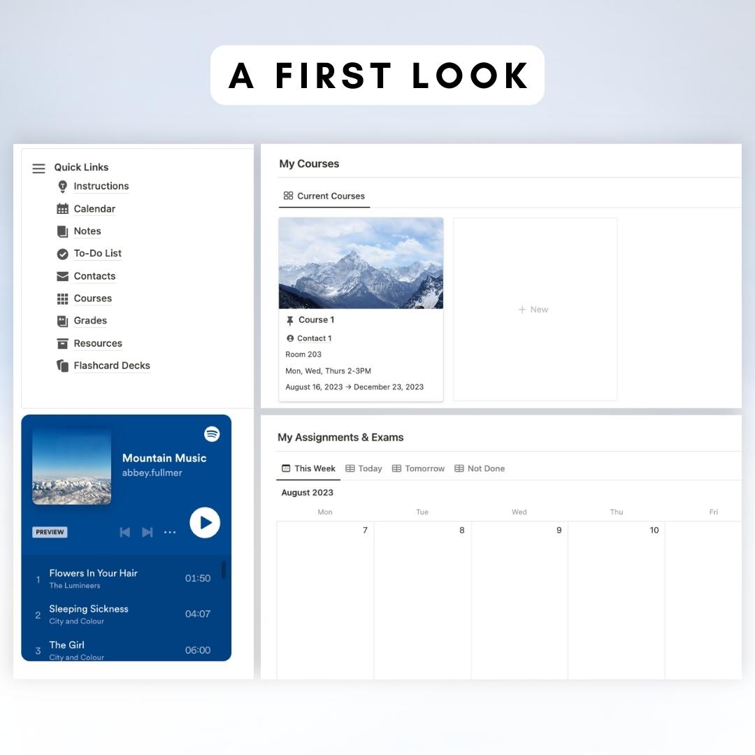 student planner notion template mountain theme