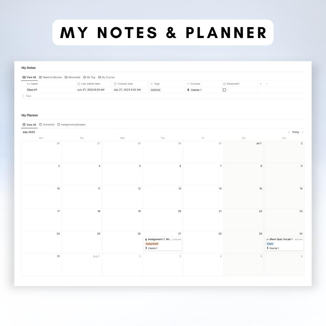 student planner notion template mountain theme