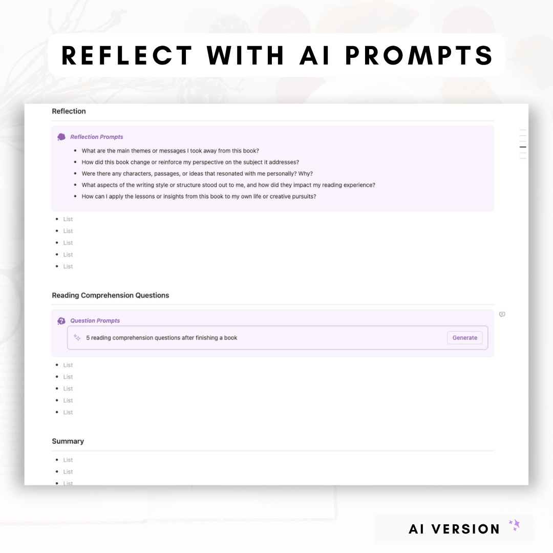 Book Library & Reading Journal (Premium + AI) Notion Template
