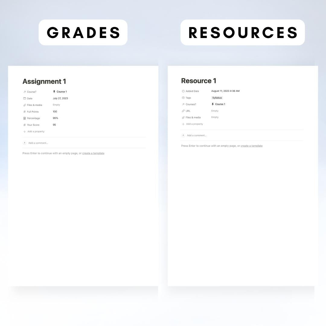 student planner notion template mountain theme