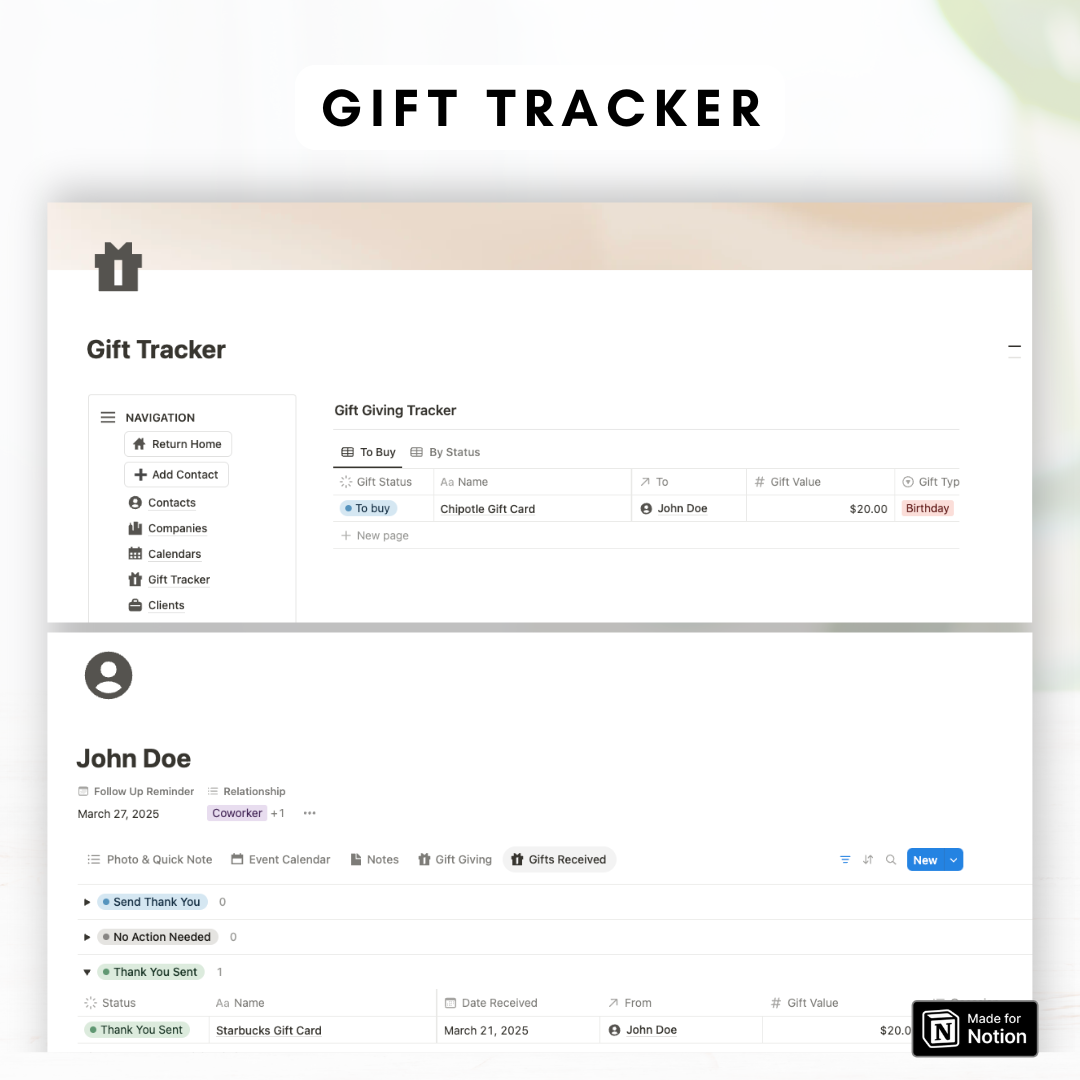 Personal & Business CRM Notion Template