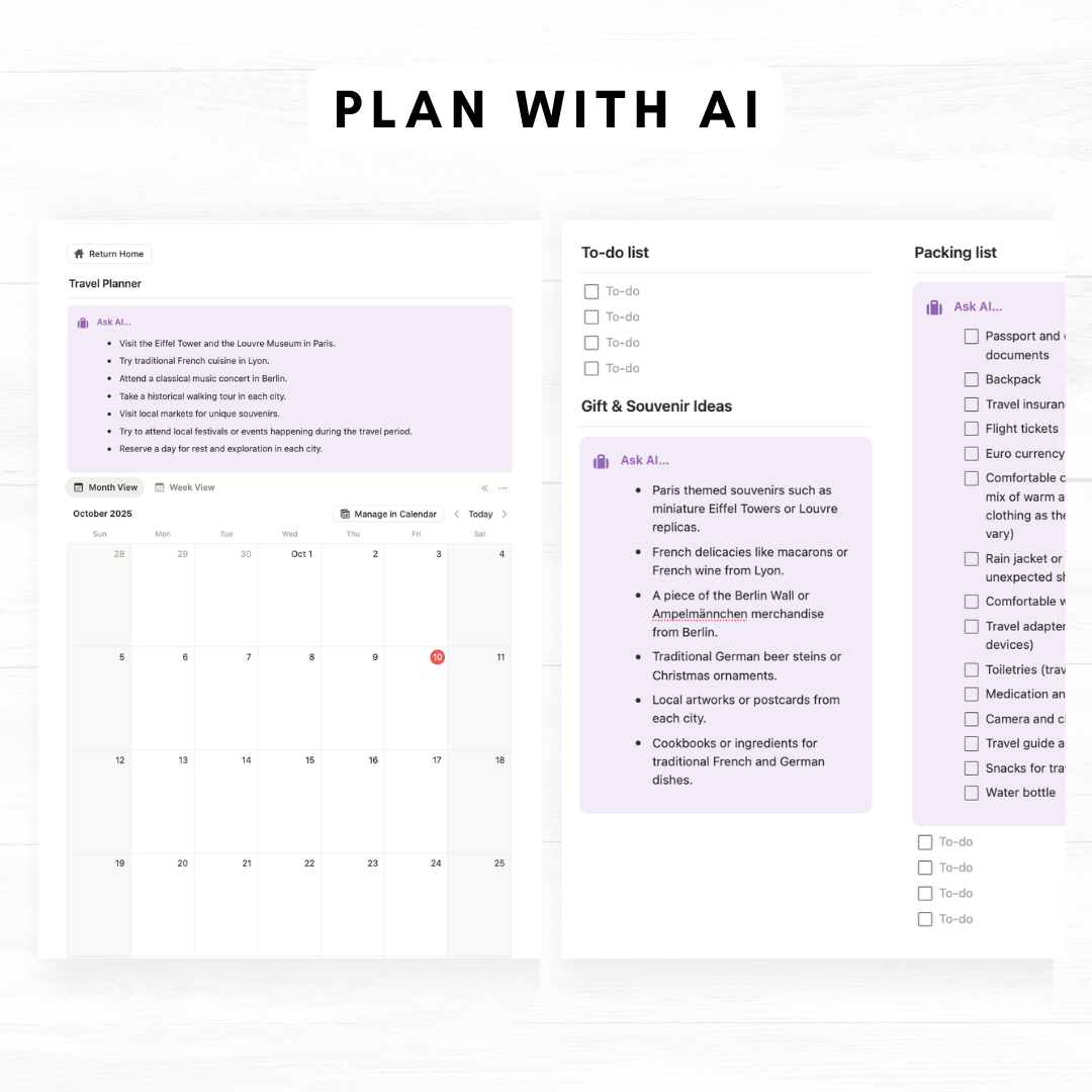 ULTIMATE Travel Journal & Planner (Premium + AI) Notion Template