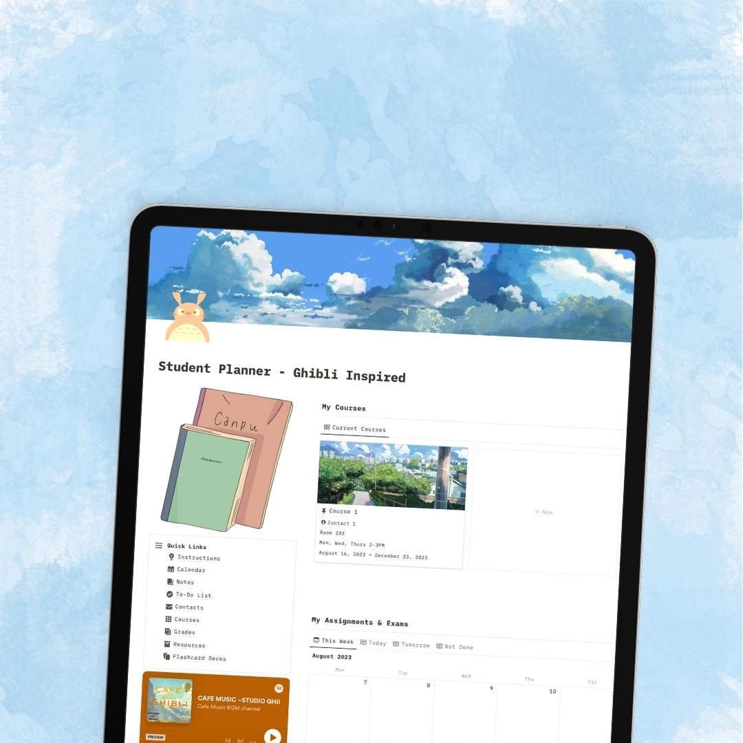 ghibli inspired student planner notion template
