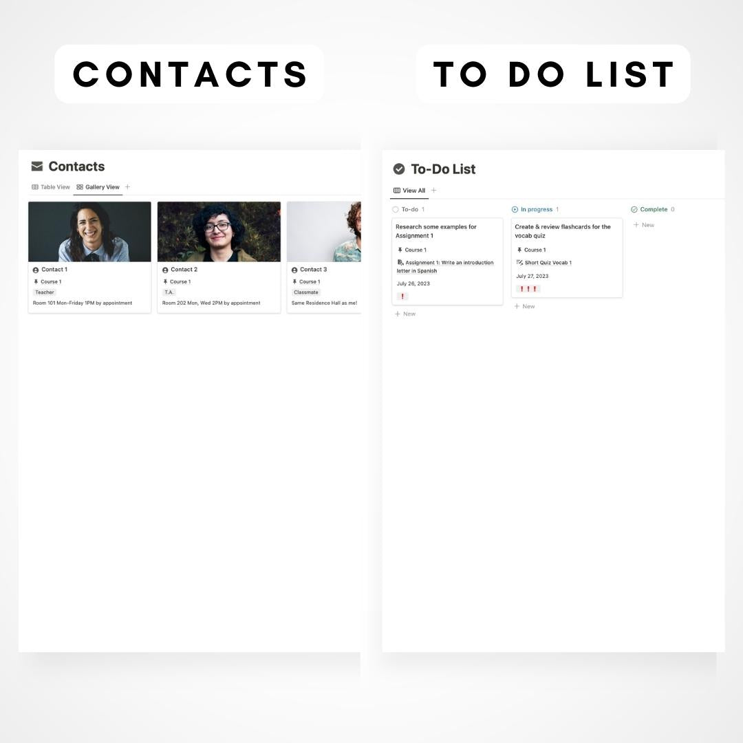 Minimal Notion Student Planner Template