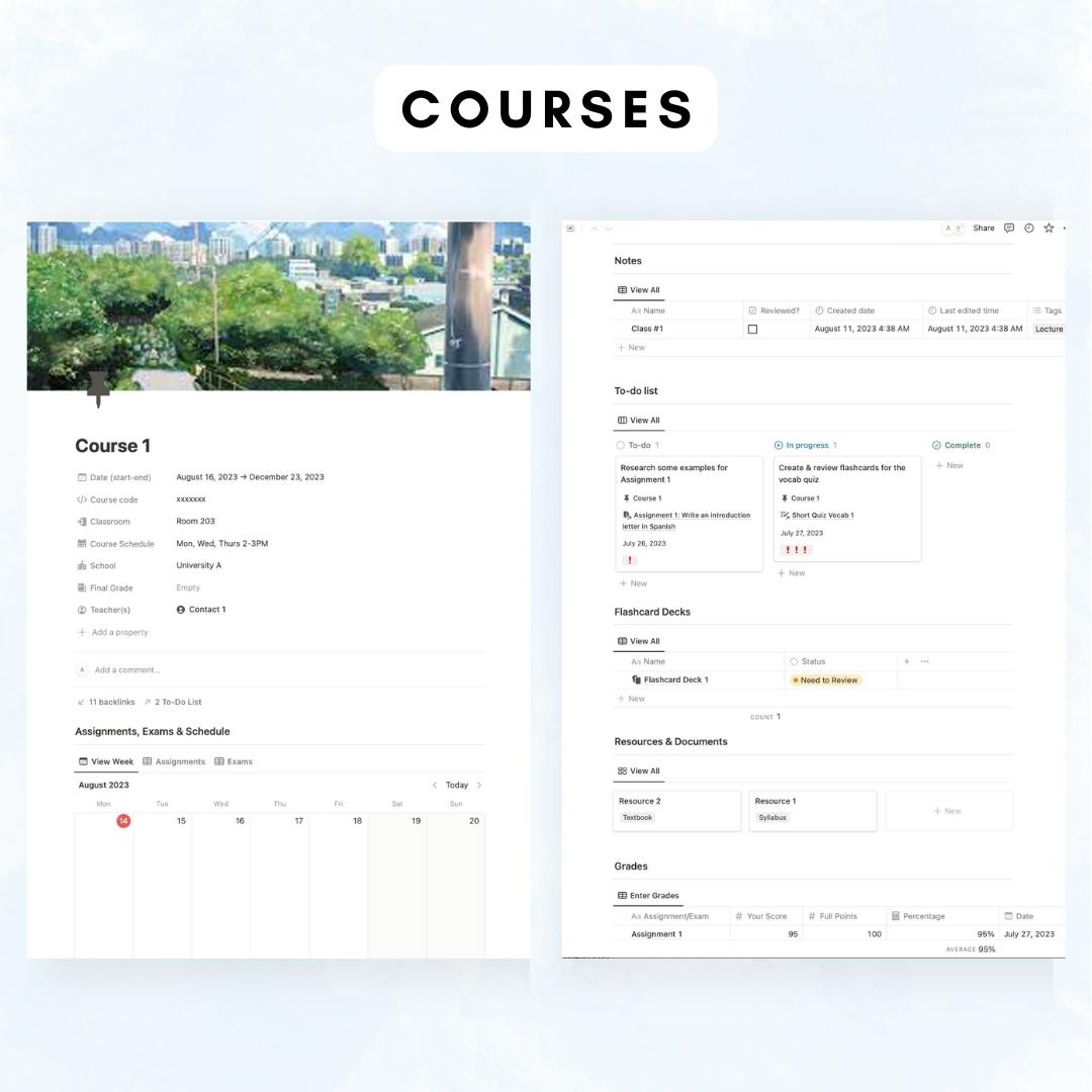 ghibli inspired student planner notion template