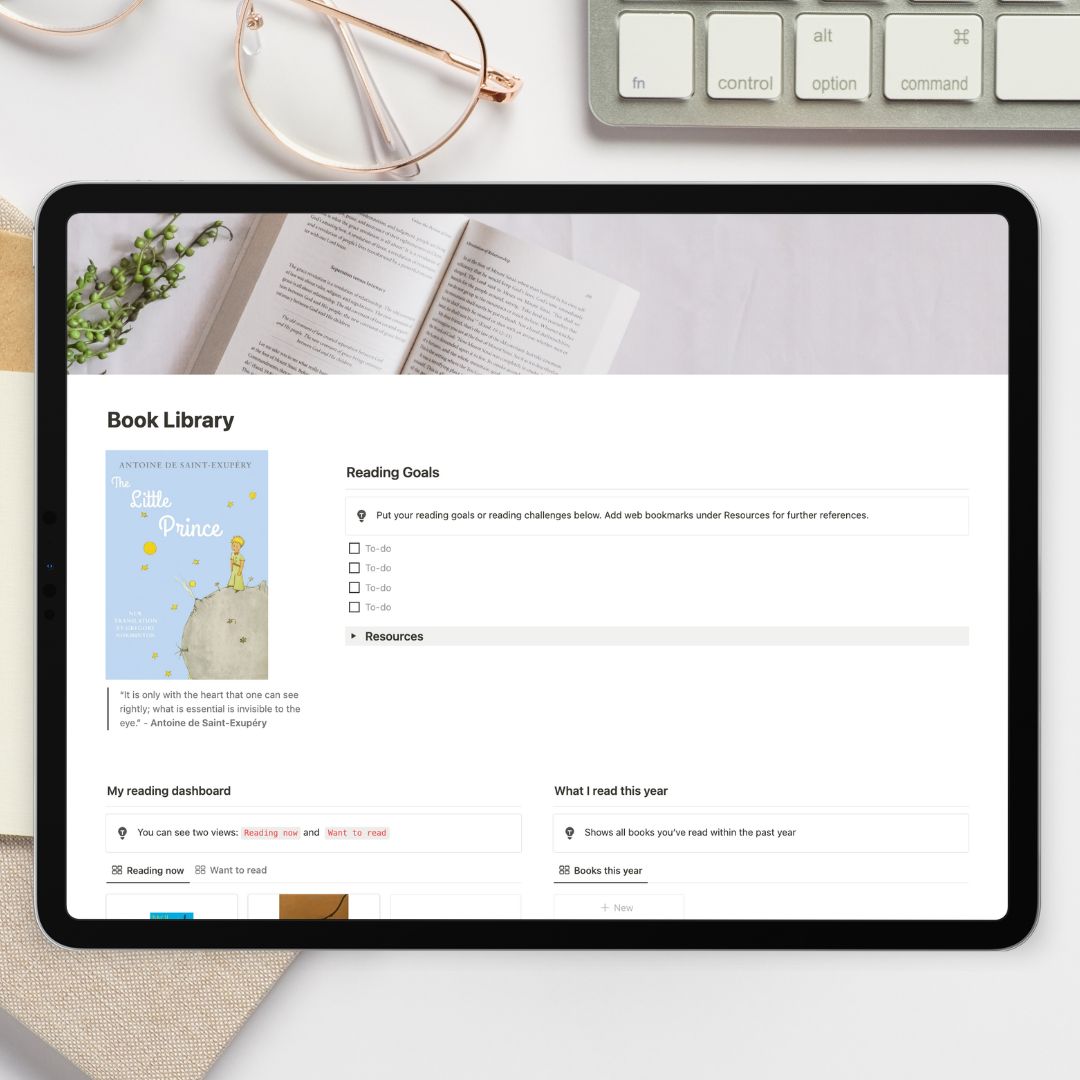book library notion template