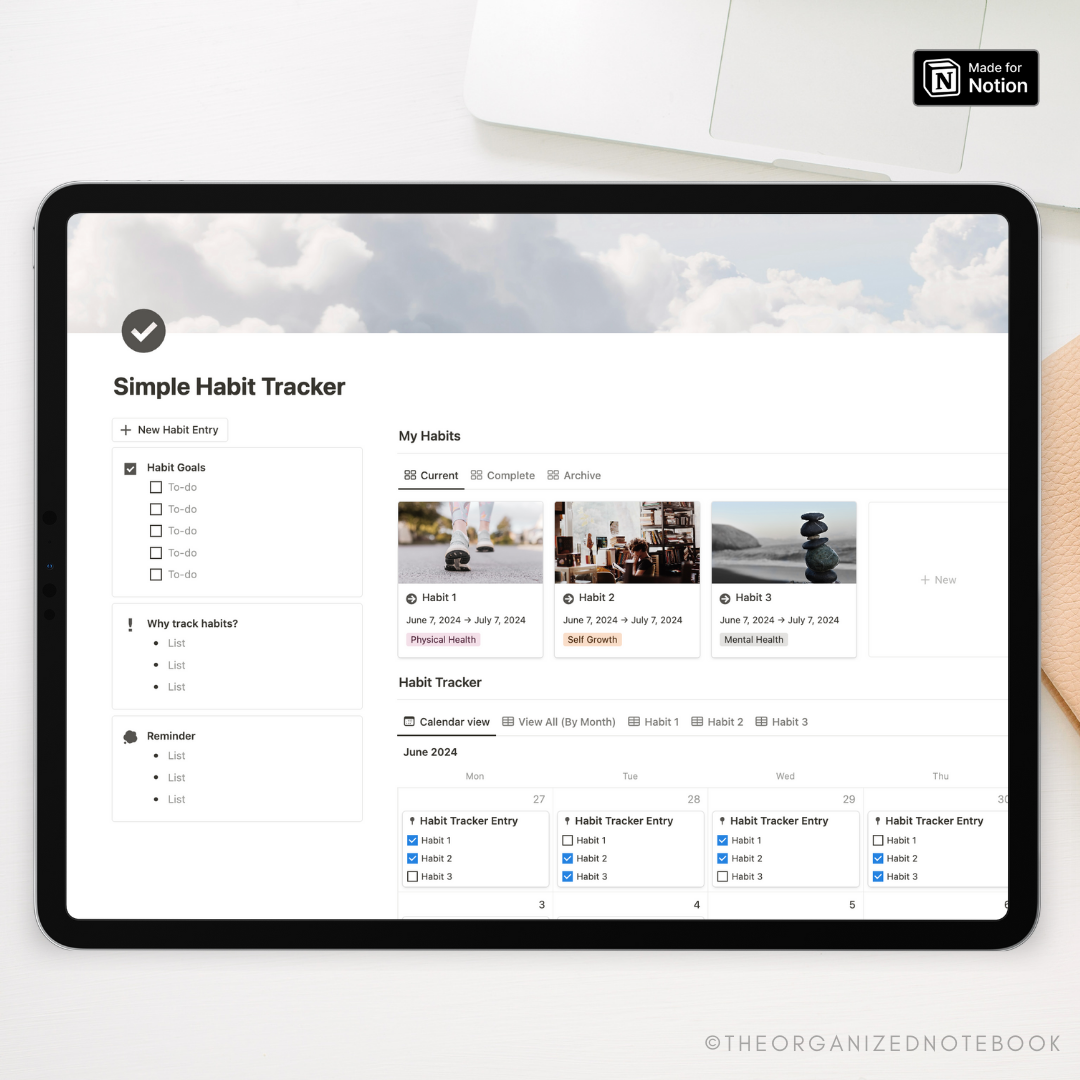 Simple Habit Tracker Notion Template