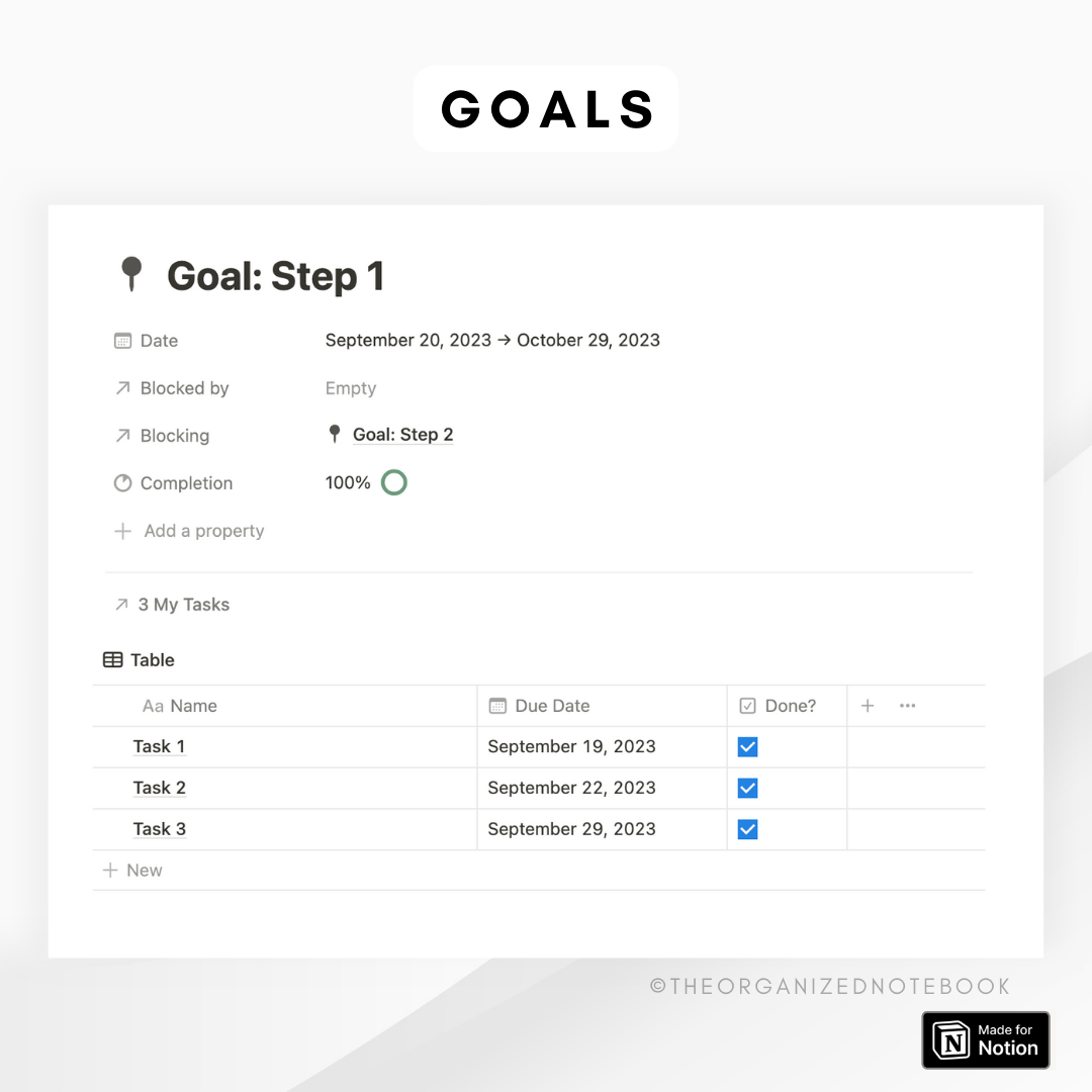 Goal Planner Notion Template