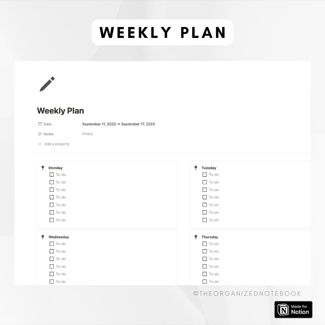 Weekly Planner Notion Template Lite