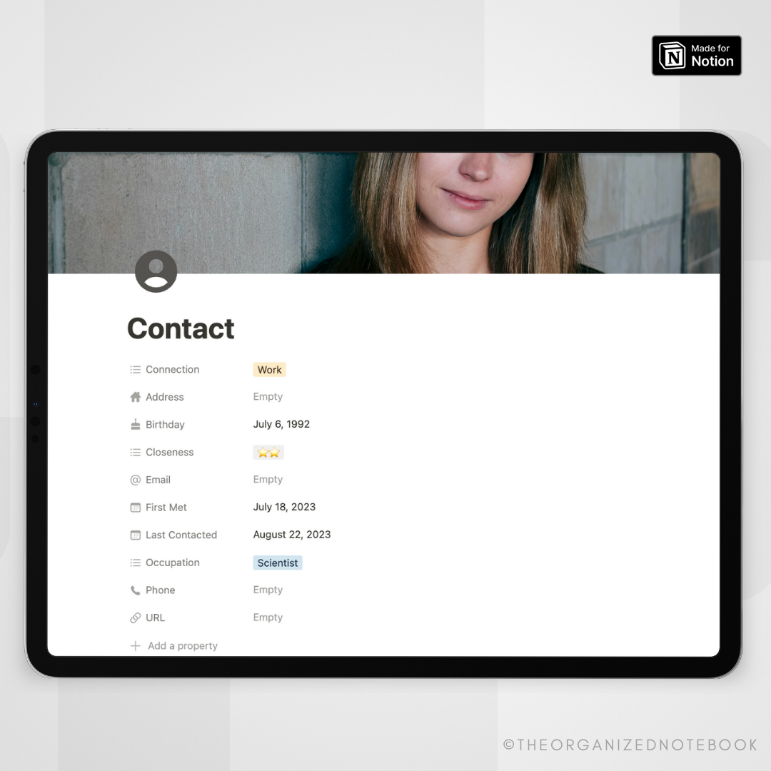 Contact Tracker Notion Template Lite