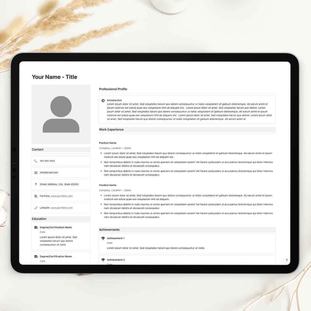 Resume and CV Notion Template Bundle