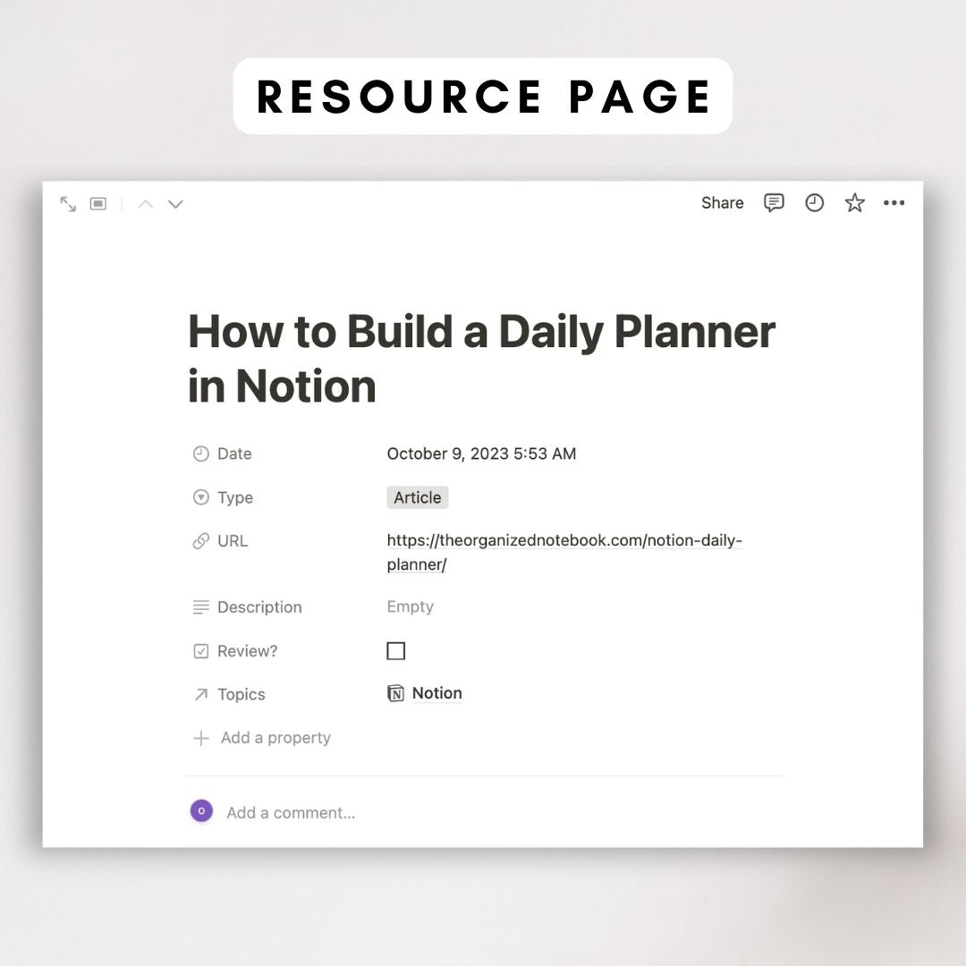 resource hub notion template