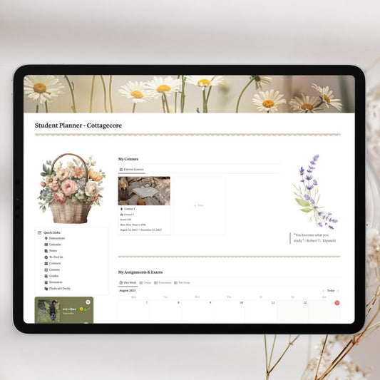 cottagecore student planner notion template